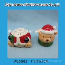 2016 Christmas Bear Pattern Ceramic Salt&Pepper Shakers